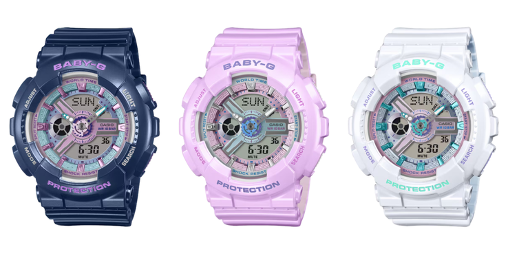 Von links nach rechts: Casio G-Shock Baby-G BA-110MC-2A, BA-110MC-6A und BA-110MC-7A