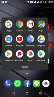 Ein Ordner mit den wichtigsten Google-Apps ist vorinstalliert
