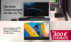 LG erstattet aktuell bis zu 300 Euro beim Kauf ausgewählter Soundbars. (Bild: LG)