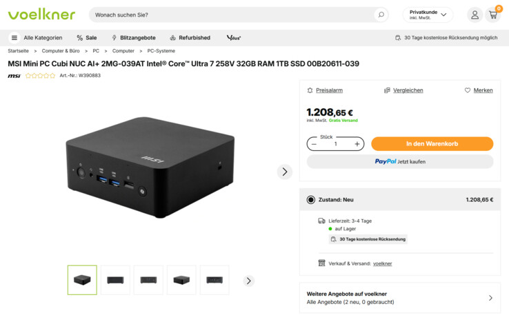 MSI Cubi NUC AI+ 2MG-039AT für 1.208,65 Euro.