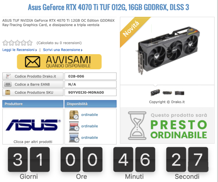 Die Nvidia GeForce RTX 4070 Ti soll am 6. Januar starten (Bild: Screenshot, Drako.it)