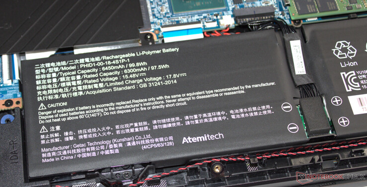 Der Akku bietet eine Kapazität von 99,8 Wh.