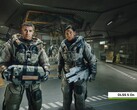 Zwei „Starfield“-Charaktere in einer futuristischen Anlage mit aktiviertem Nvidia DLSS 5