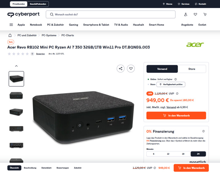 Acer Revo RB102 (DT.BQNEG.003) für 949 Euro.