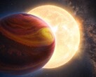 Bearbeitete künstlerische Darstellung eines Sterns und eines Planeten.