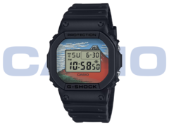 Die Casio G-Shock DW-5600KHG24-1JR (im Bild) ist mit Drucken im Ukiyo-e-Stil verziert, inspiriert von Hokusais Werken aus der Edo-Zeit. (Bildquelle: Casio – bearbeitet)