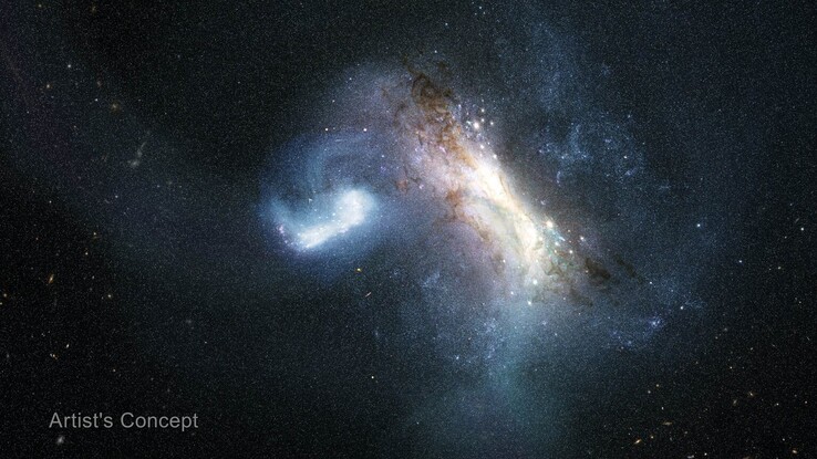 Illustrative Darstellung der Verschmelzung zweier Galaxien