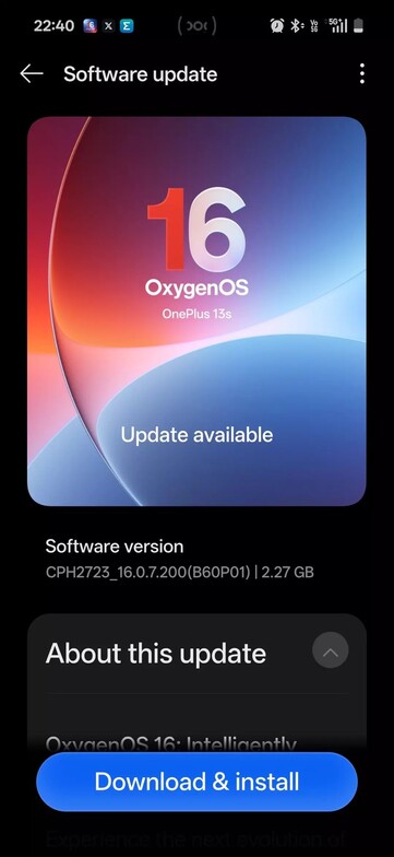 OxygenOS 16.0.7.200 OTA-Update für das OnePlus 13S