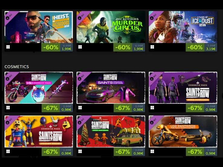 Auch Cometics-DLCs sind derzeit günstiger erhältlich. (Quelle: Steam)