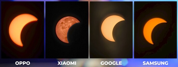 Ein Kamera-Vergleichstest während der Sonnenfinsternis: Das Xiaomi 17 Ultra fällt als einziges unangenehm auf.