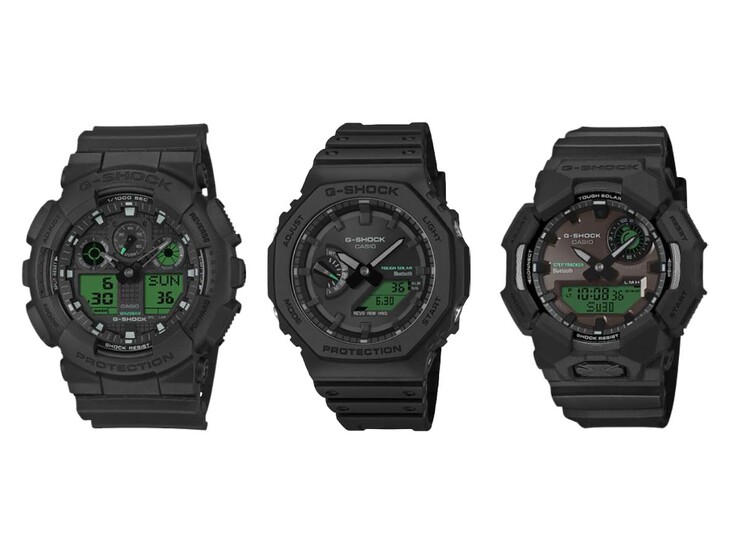 Von links nach rechts: die Casio G-Shock-Uhren GA-100BEG-1A, GA-B2100BEG-1A und GA-B010BEG-1A