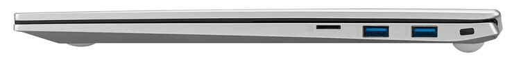 Rechte Seite: Speicherkartenleser (MicroSD) 2x USB 3.2 Gen 1 (Typ A), Steckplatz für ein Kabelschloss