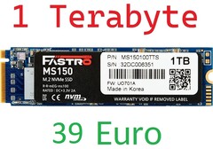 Mega Fastro MS150: 1-TB-SSD für günstigste 39 Euro (Bild: Mega Fastro, bearbeitet)
