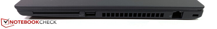 rechts: Smartcard-Leser, USB A 3.2 Gen 1, RJ45-Ethernet, Kensington-Lock