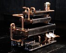Kupfer-Rohre und Druckmesser verschaffen dem PC von Billet Labs einen Steampunk-Look.