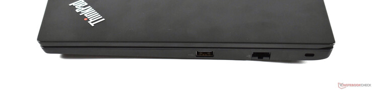 rechts: USB A 2.0, RJ45-Ethernet, Kensington-Lock