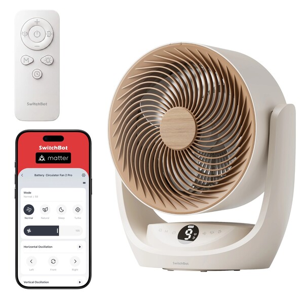 Der neue SwitchBot-Ventilator wird mit Fernbedienung ausgeliefert, kann aber auch über Matter gesteuert werden