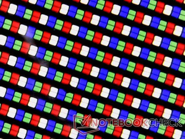 Reflektives 4K-UHD-RGBW (Lenovo Yoga 900 13ISK). Werden Pixel in Dreier-Gruppierung angesteuert, ist nur jedes Vierte ein RGB-Pixel.