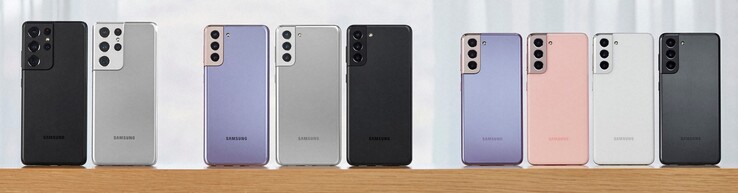 Die gesamte in Deutschland verfügbare Palette an Samsung Galaxy S21-Phones, ohne Custom-Colors.
