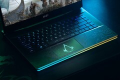 Das Gehäuse des MSI GE66 Raider wurde passend zu Assassin's Creed Valhalla angepasst, das Ergebnis kann sich sehen lassen.. (Bild: MSI)