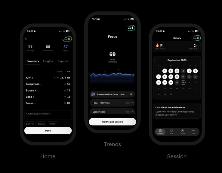 Die App fürs Smartphone zeigt die EEG-Daten