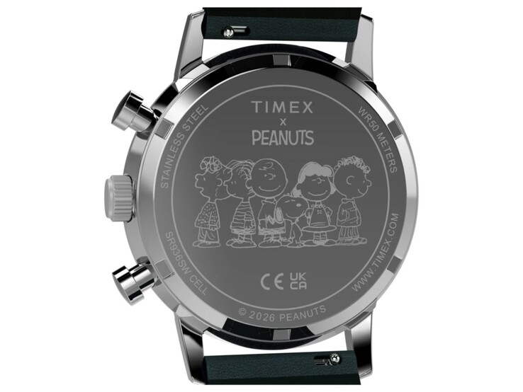 Gehäuseboden des Timex Peanuts x Marlin Chronographen