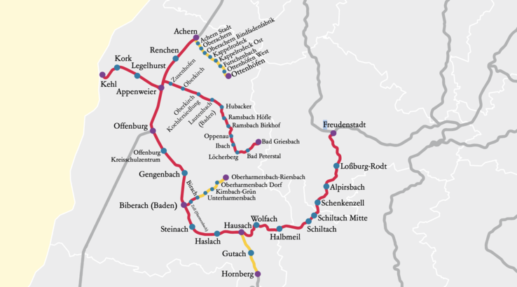 Das Netz 8 "Ortenau". (Bild: Ministerium für Verkehr Baden-Württemberg)