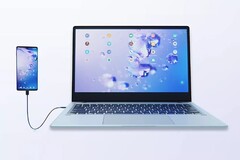 Wird ein Smartphone per USB-Kabel an WitH angeschlossen, kann dieses als Laptop verwendet werden. (Bild: HTL Corporation)