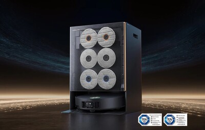 Würde man die vordere Abdeckung des Saugroboters entfernen, so gäbe diese den Blick auf die darunterliegenden Mopps frei. (Bildquelle: Dreame)