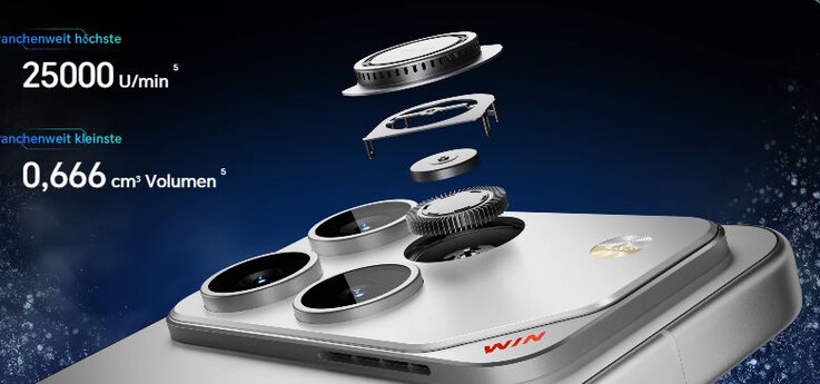 Der Lüfter arbeitet mit bis zu 25.000 Umdrehungen in der Minute...