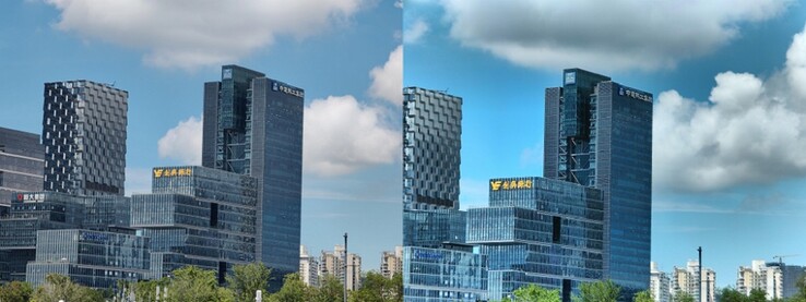 Das Vergleichs-Foto bei einer Brennweite von 135 mm (KB-äquivalent), links ein älteres Modul, rechts die neue Kamera.