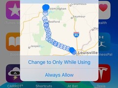 Ein Pop-Up mit Landkarte zeigt Zugriffe auf den Standort an. (Quelle: 9to5mac.com)