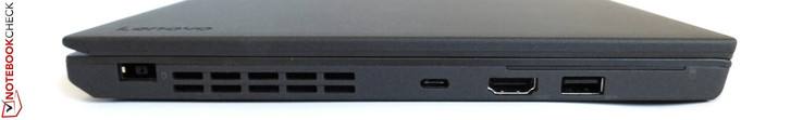 links: Netzteil-Anschluss, USB-Typ-C, HDMI, USB 3.0