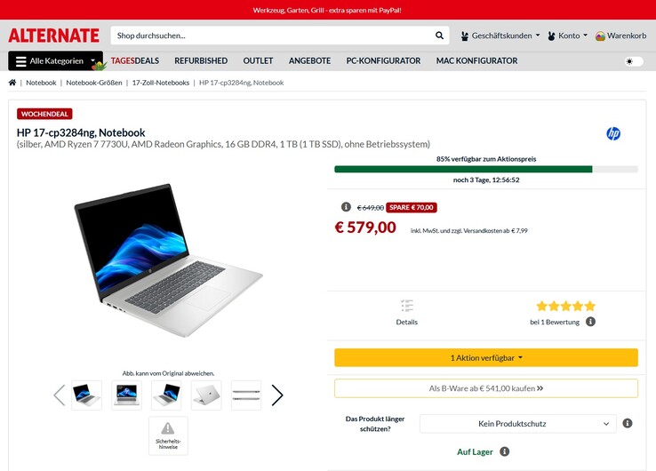 HP 17-cp3284ng (CA8V2EA) für 579 Euro.