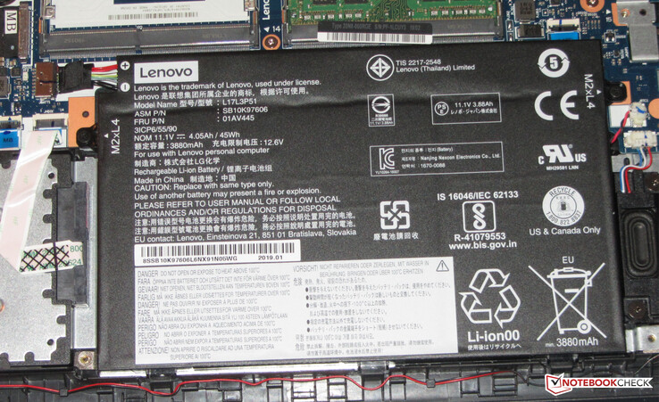 Der Akku verfügt über eine Kapazität von 45 Wh.