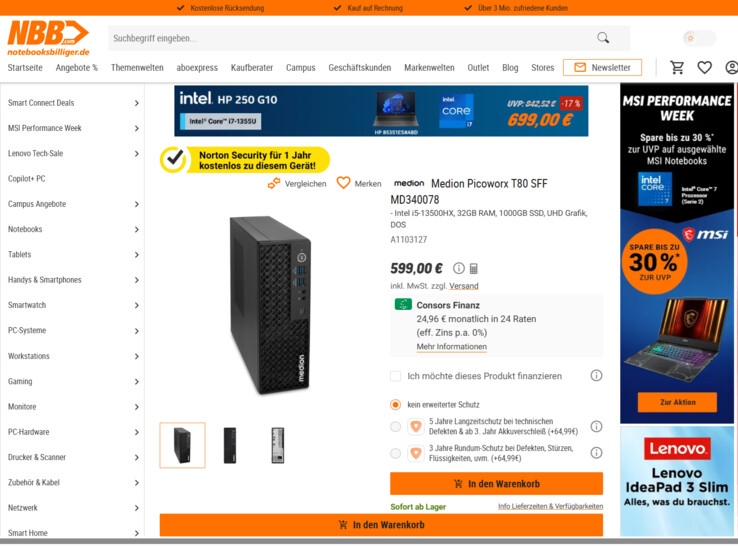 Medion Picoworx T80 II MD340078 für 599 Euro.