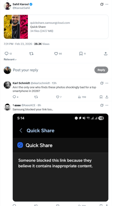 Samsung blockt offenbar Cloud-Zugang des Testers.