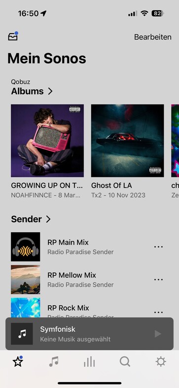 Der aktuelle Homescreen der Sonos-App. (Screenshot: Notebookcheck)