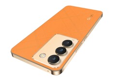 Das Vivo Y200e in Orange setzt auf eine Rückseite mit auffälliger Leder-Textur. (Bild: Vivo)