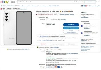 Der eBay-Händler ikauf66 verkauft das Galaxy S21 FE 5G ...