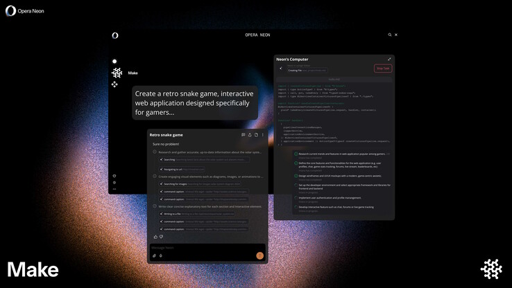 Mit Make lassen sich Tätigkeiten auch im Hintergrund durch den Browser durchführen (Bildquelle: Opera)