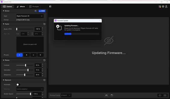 Elgato Camera Hub: Update, links die Einstellungen und Presets