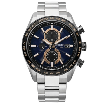 Citizen Attesa Chronograph mit dunkelblauem Zifferblatt