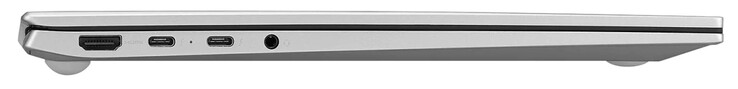Linke Seite: HDMI, 2x Thunderbolt 4/USB 4 (Typ C; Power Delivery, Displayport), Audiokombo