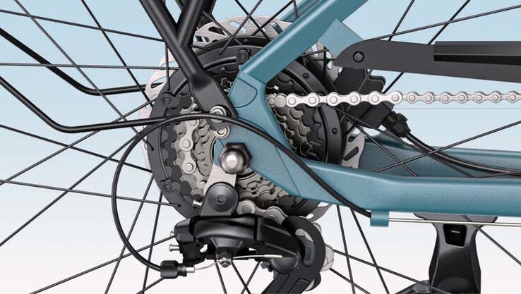 Eine Kettenschaltung mit sieben Gängen ist vorhanden (Bildquelle: Engwe)