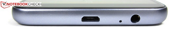 Fußseite: Micro-USB-2.0-Port, 3,5-mm-Klinkenstecker