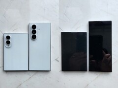 Angeblich geleakte Designmodelle des Galaxy Z Fold 8 (das breitere Modell) und des Fold 8 Ultra