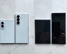 Angeblich geleakte Designmodelle des Galaxy Z Fold 8 (das breitere Modell) und des Fold 8 Ultra