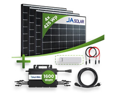 Balkonkraftwerk mit bifazialen Glas-Glas-Modulen und drosselbarem Wechselrichter (Bild: Ja Solar, Hoymiles, Tepto)