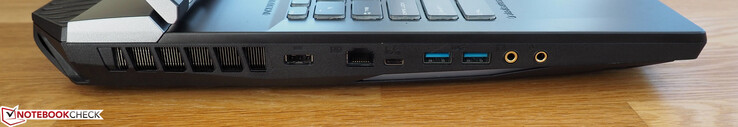 linke Seite: Energie, RJ45-LAN, Thunderbolt 3, 2x USB-A 3.1 Gen2, Kopfhörer, Mikrofon